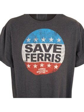Ferris Buellers Day Off T Shirt Mens Size XL Gray Save Ferris Retro 80s Movie